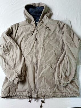 Northern Reflections - Men's Hooded Zip Jacket - Beige w/ plaid